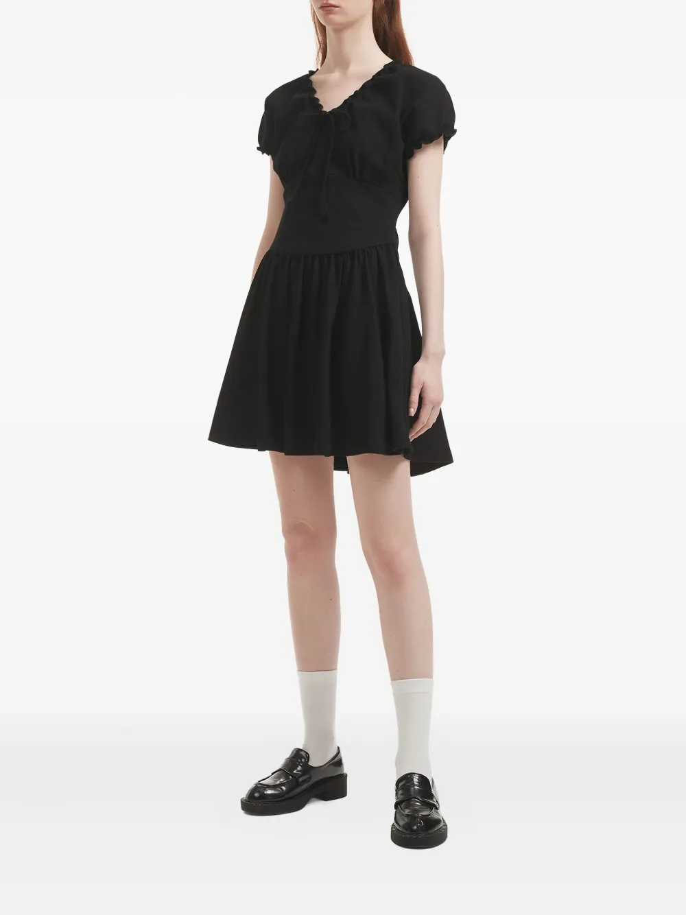 B+ab frill-neck self-tie mini dress - Zwart