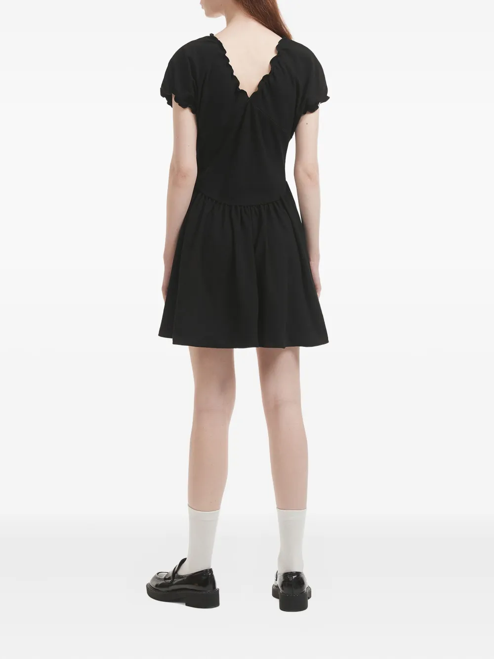 b+ab Mini-jurk met franje hals en striksluiting Zwart