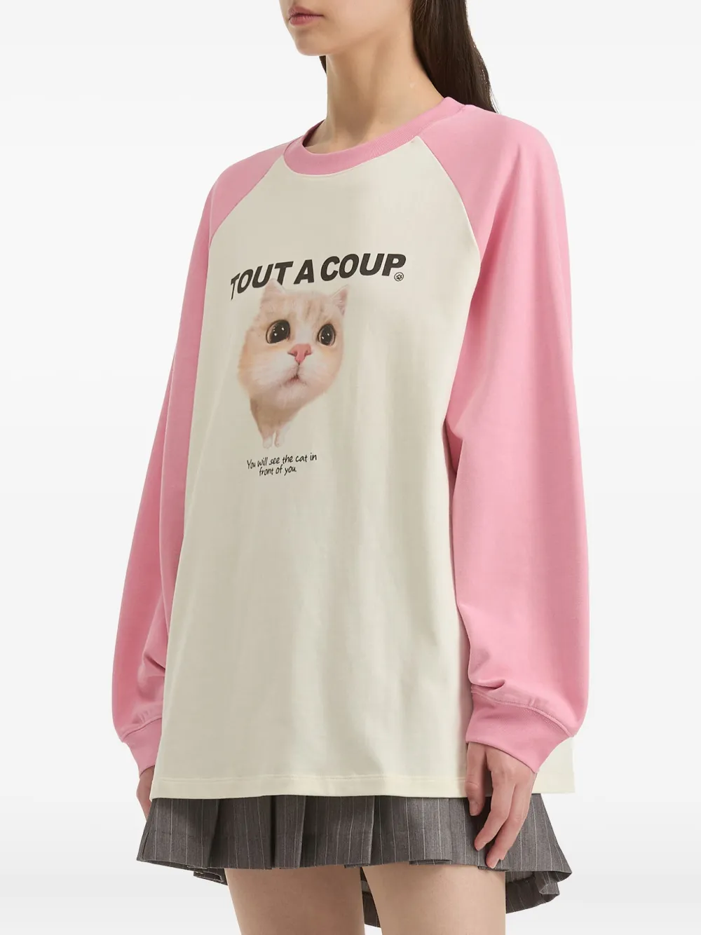 Tout A Coup Cat-print Long-sleeve T-shirt In Multi