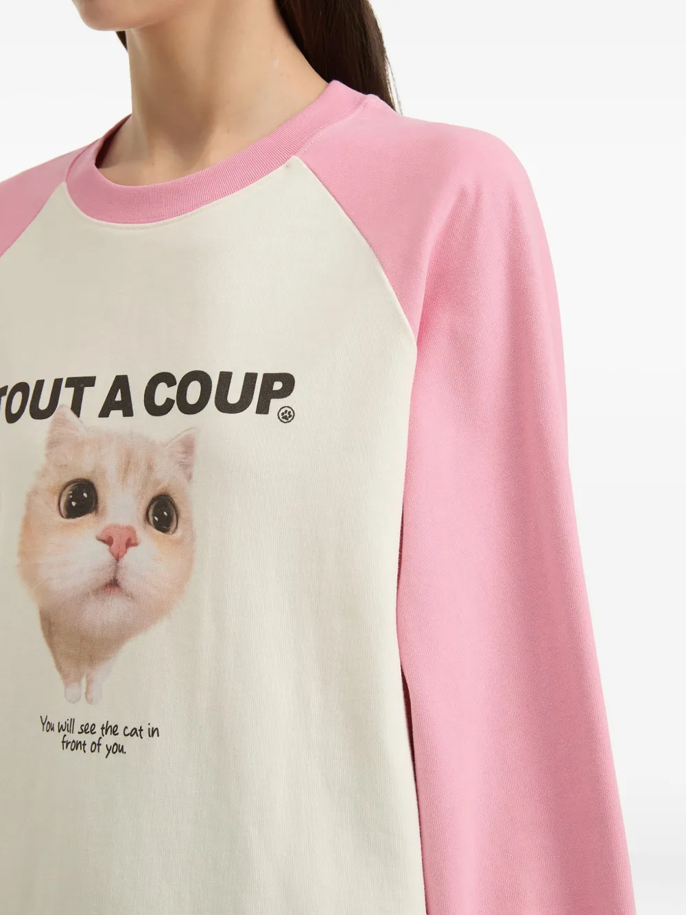 Tout A Coup Cat-print Long-sleeve T-shirt In Multi