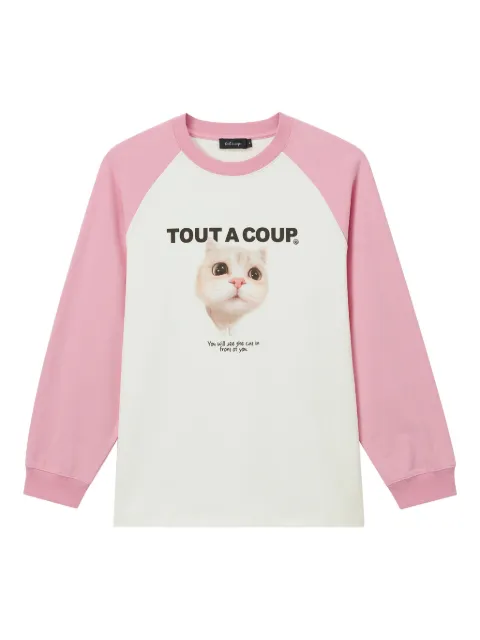 tout a coup cat-print long-sleeve T-shirt