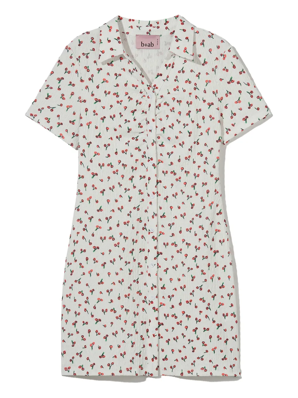 b+ab cherry-print collared mini shirt dress - Bianco