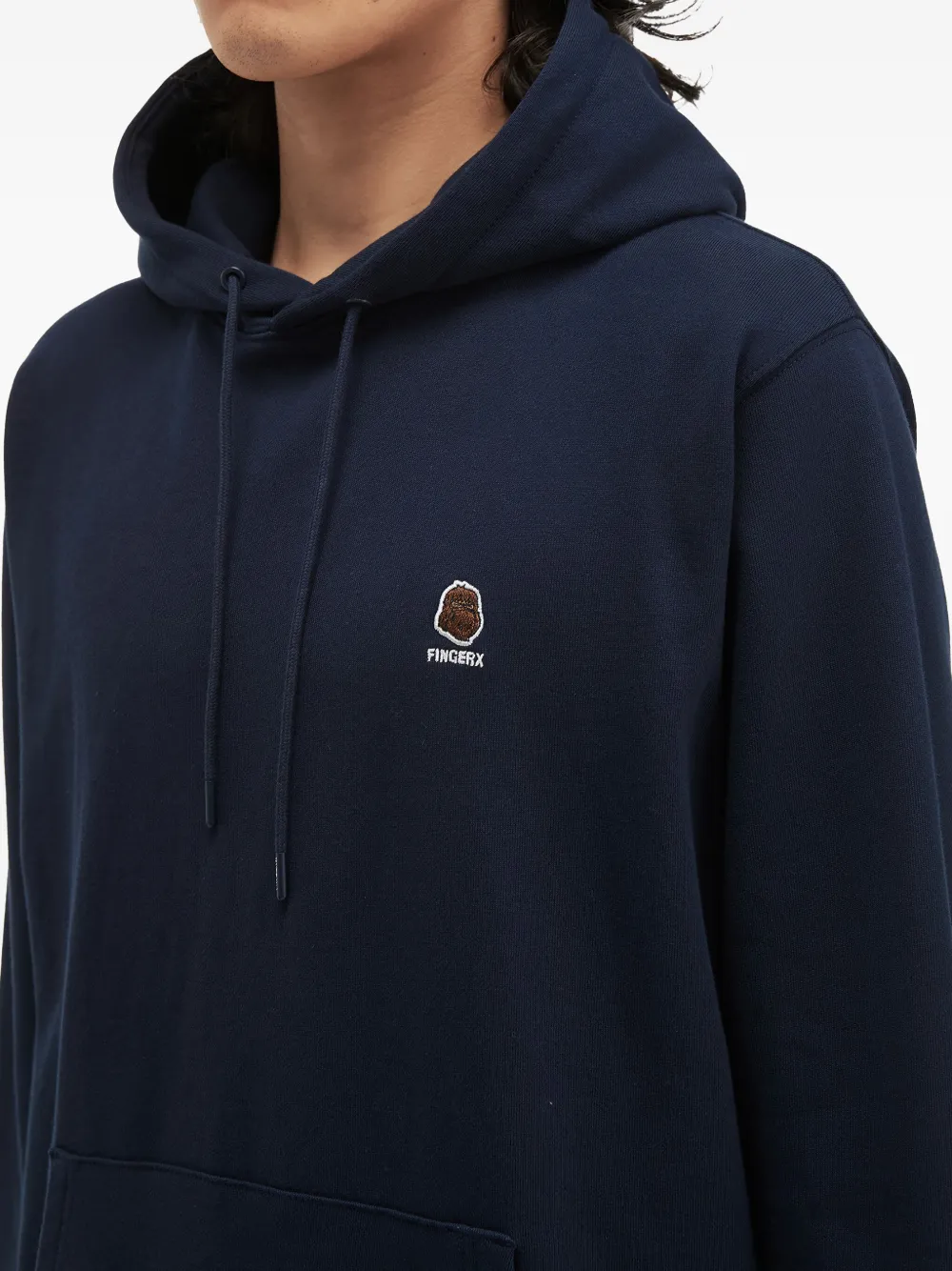 Fingercroxx Logo-detail Long-sleeves Hoodie In Blue