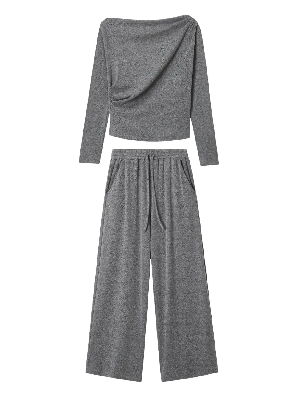 b+ab draped-neck wide-leg set | Grey | Image 1