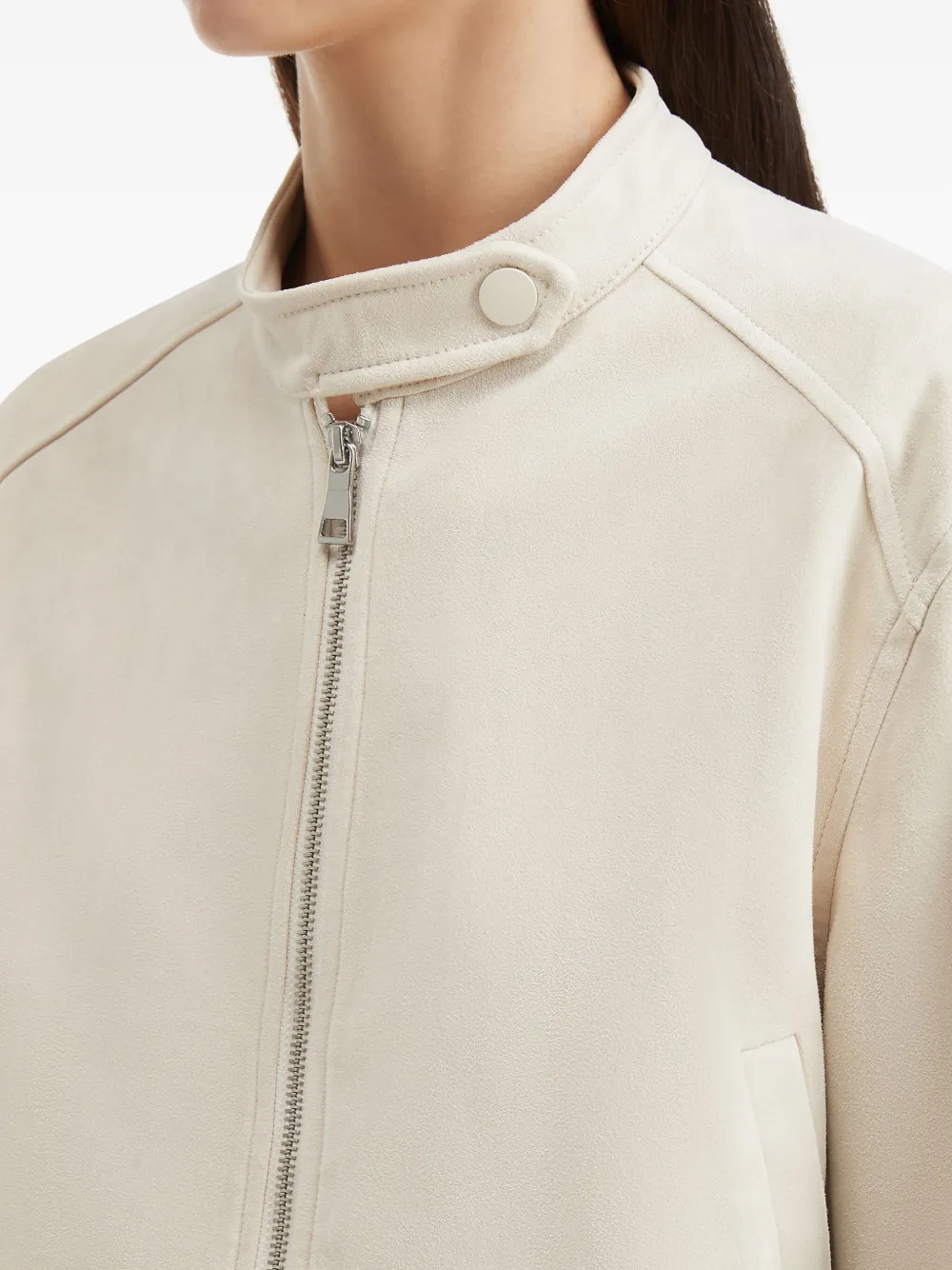 B+ab Cropped Zip-front Jacket In Neutral