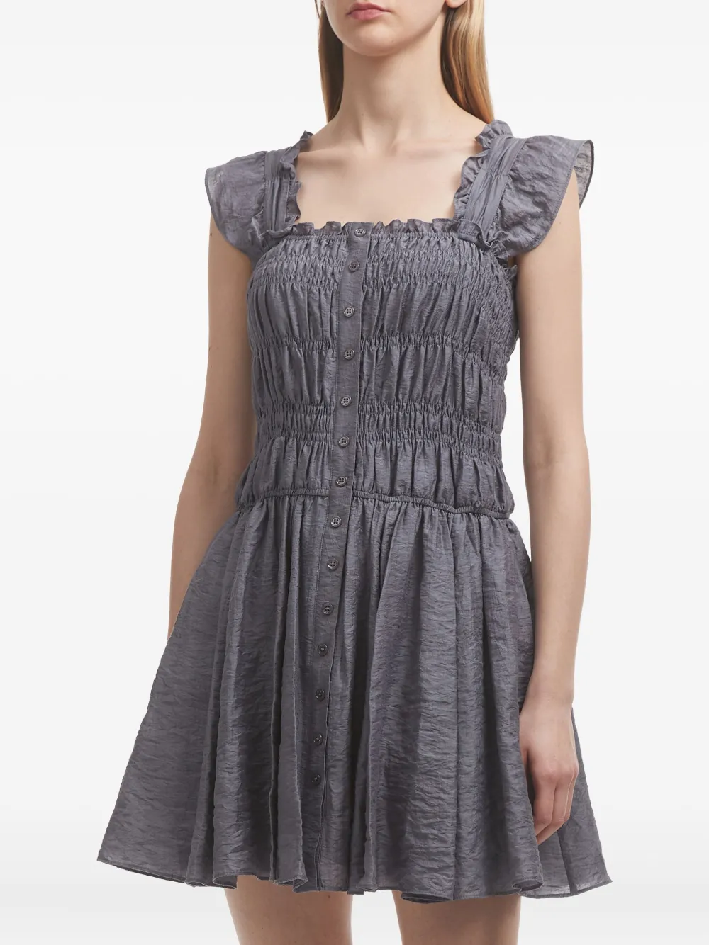 b+ab Gesmockte mini-jurk met ruches Grijs