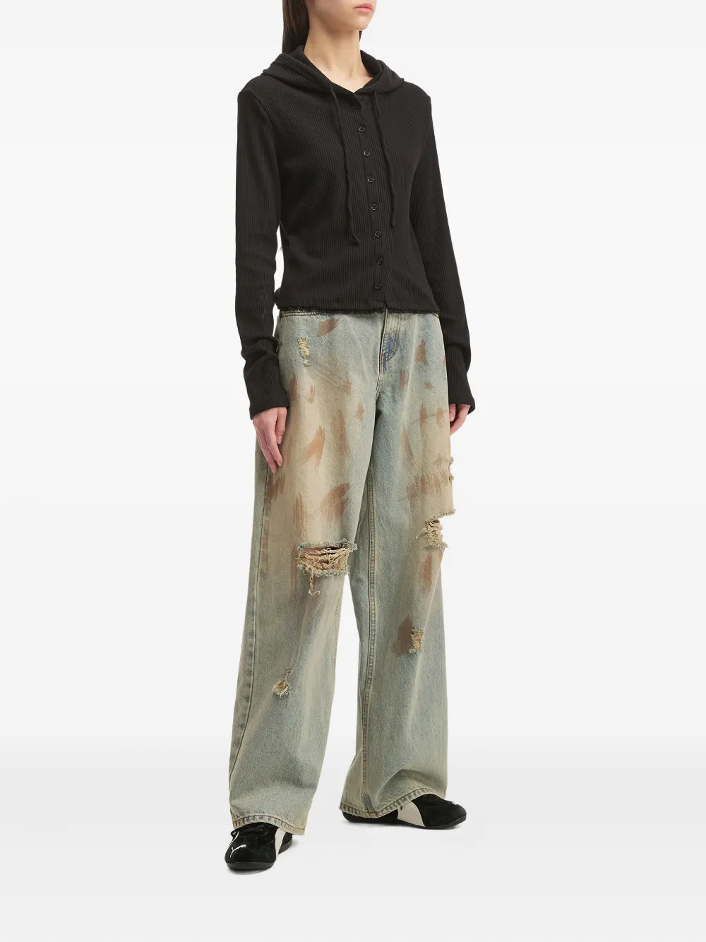 Tout a coup button-fastening hoodie - Zwart