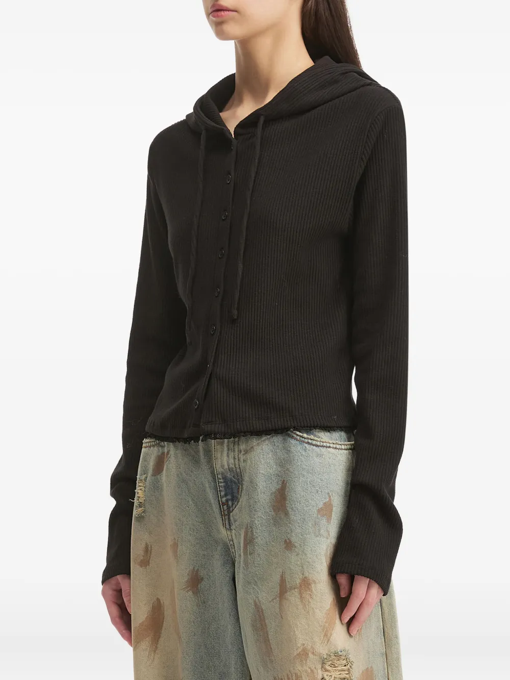 Tout A Coup Button-fastening Hoodie In Black