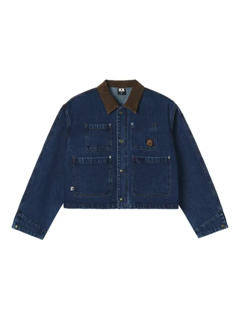 FINGERCROXX corduroy-collar denim jacket