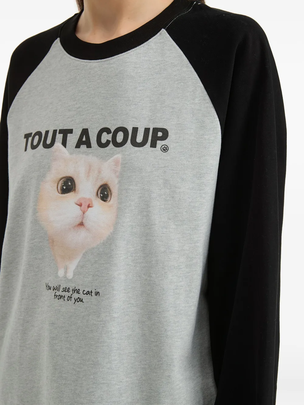 Tout A Coup Cat-print T-shirt In Gray