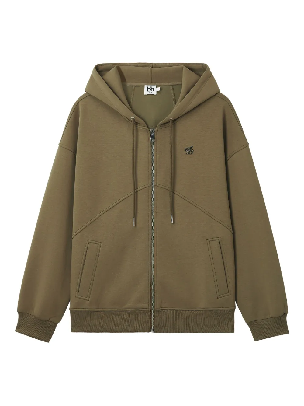 b+ab zip-front logo-detail hoodie | Green | Image 1