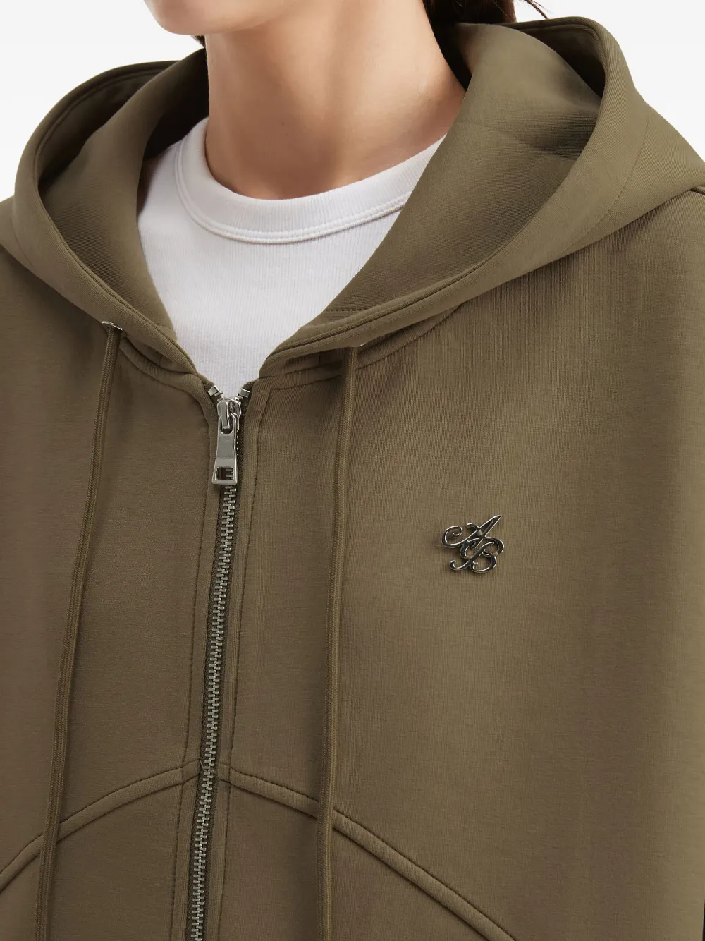 b+ab Hoodie met rits en logodetail Groen