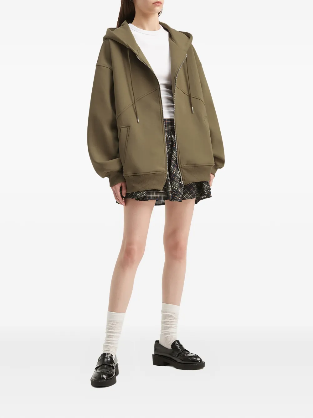 B+ab zip-front logo-detail hoodie - Groen