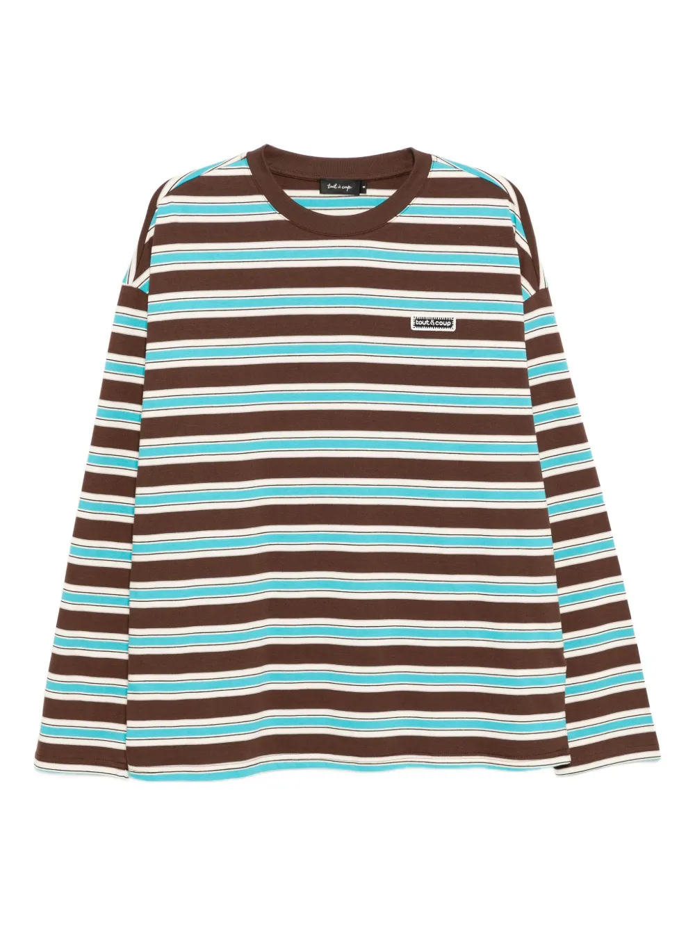 tout a coup ストライプ Tシャツ - ブラウン tout a coup ストライプ Tシャツ - ブラウン