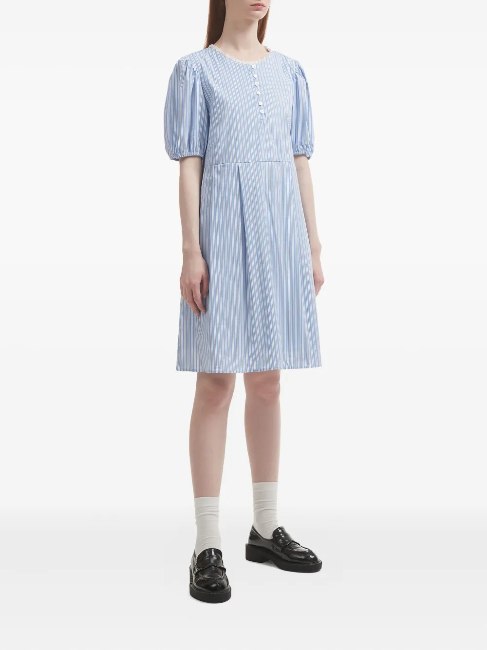 B+ab puff-sleeve striped mini dress - Blauw