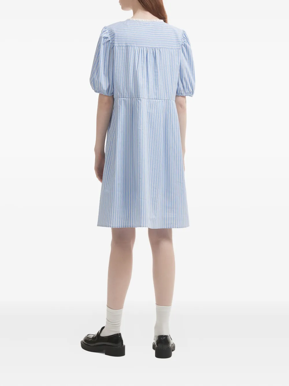 b+ab Gestreepte mini-jurk met pofmouwen Blauw