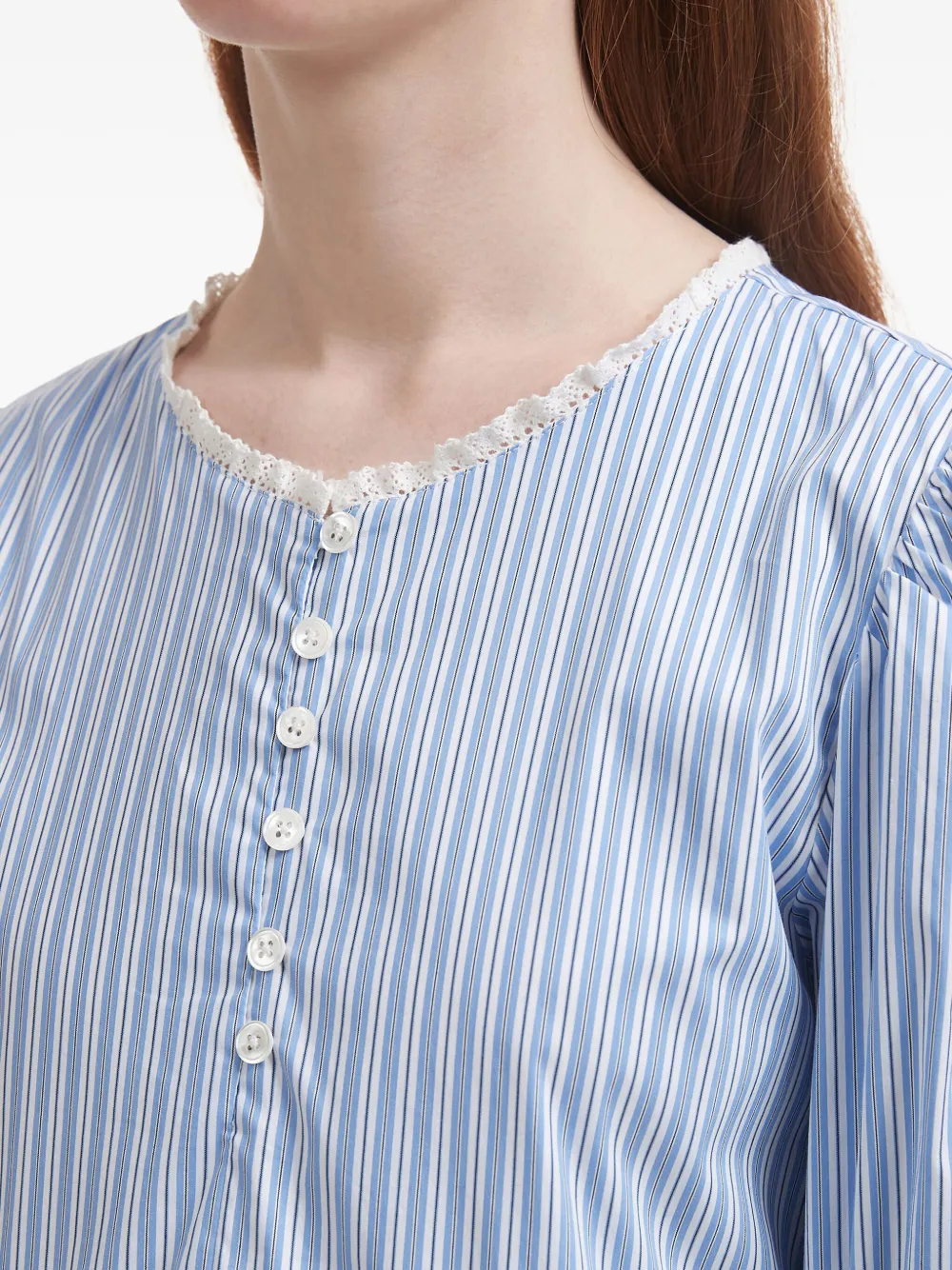 b+ab Gestreepte mini-jurk met pofmouwen Blauw