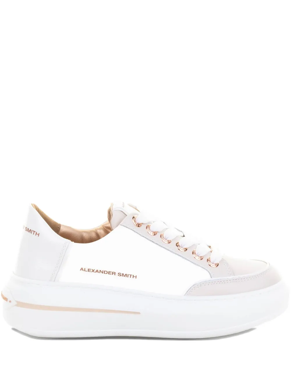 Alexander Smith Lace-up Platform Sneakers In White