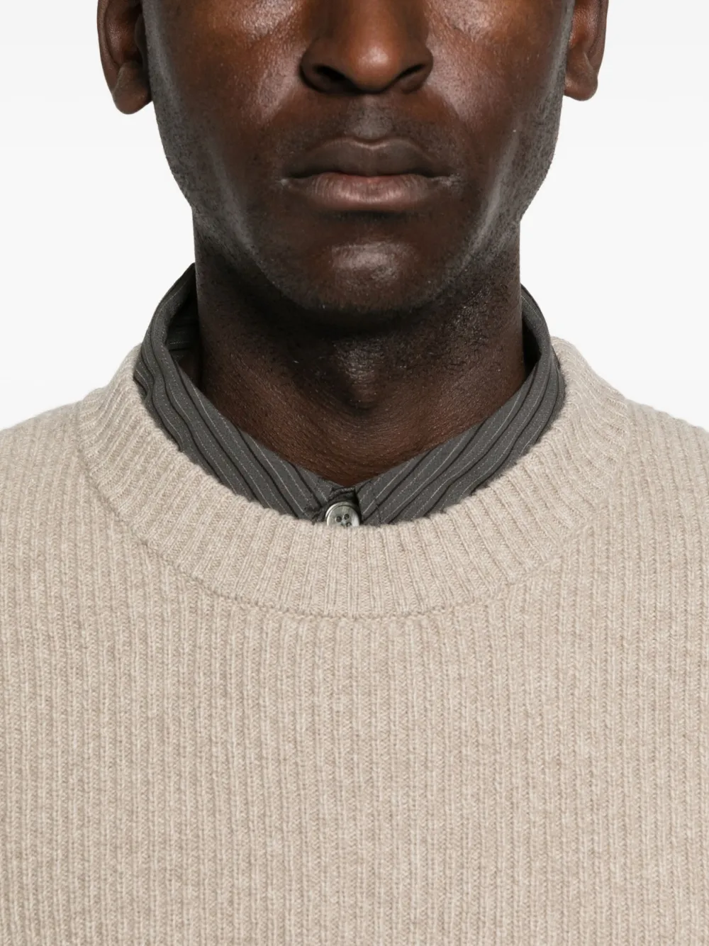 Roberto Collina Geribbelde sweater met ronde hals Beige