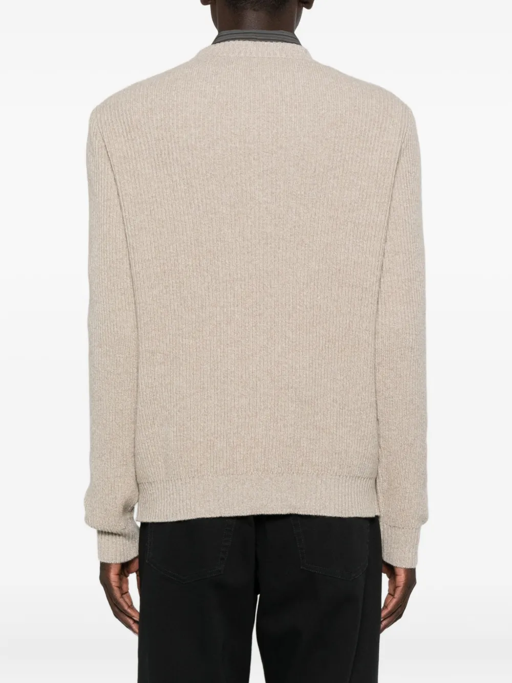 Roberto Collina Geribbelde sweater met ronde hals Beige