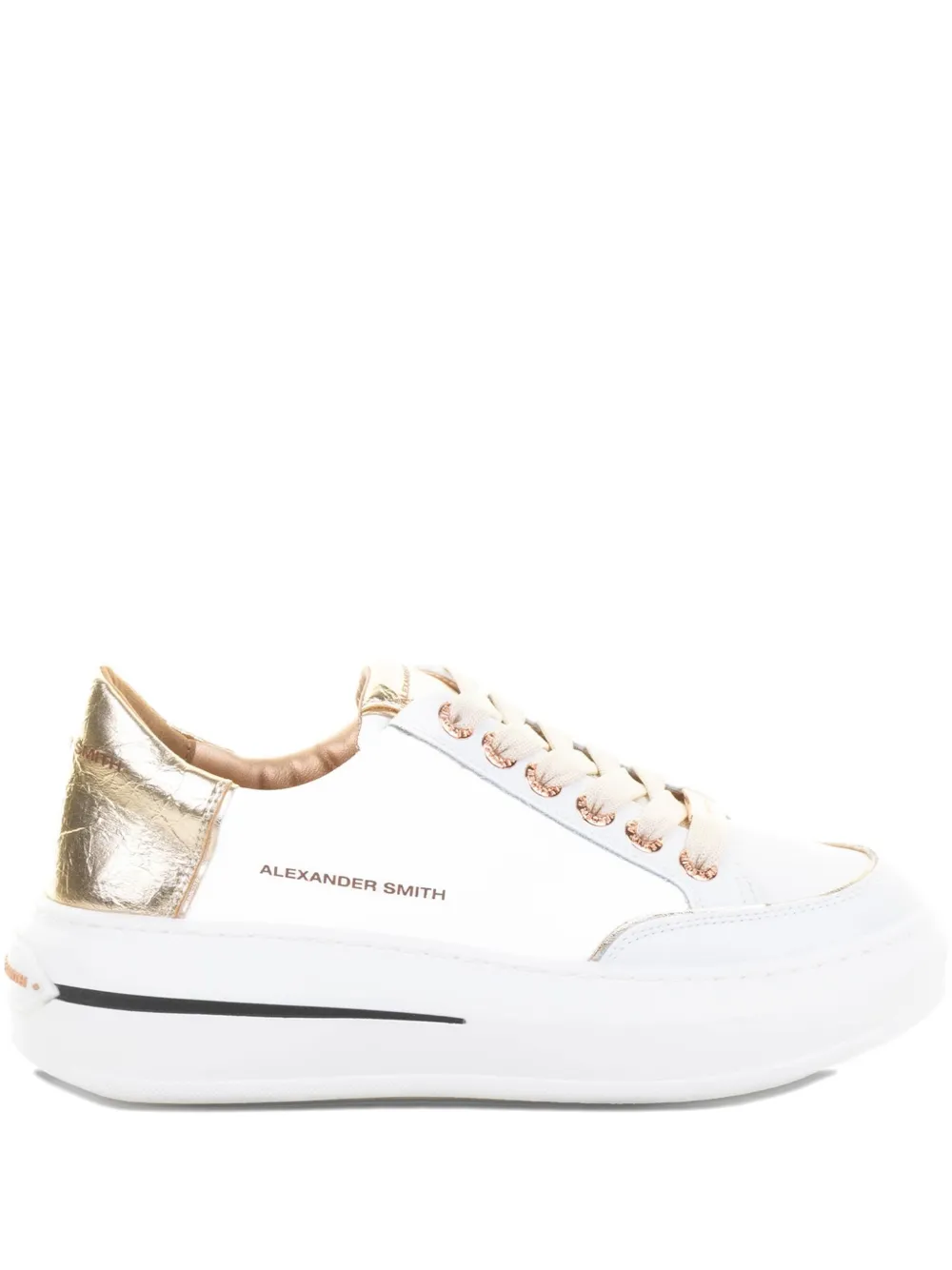 Alexander Smith Leren sneakers met metallic vlak Wit