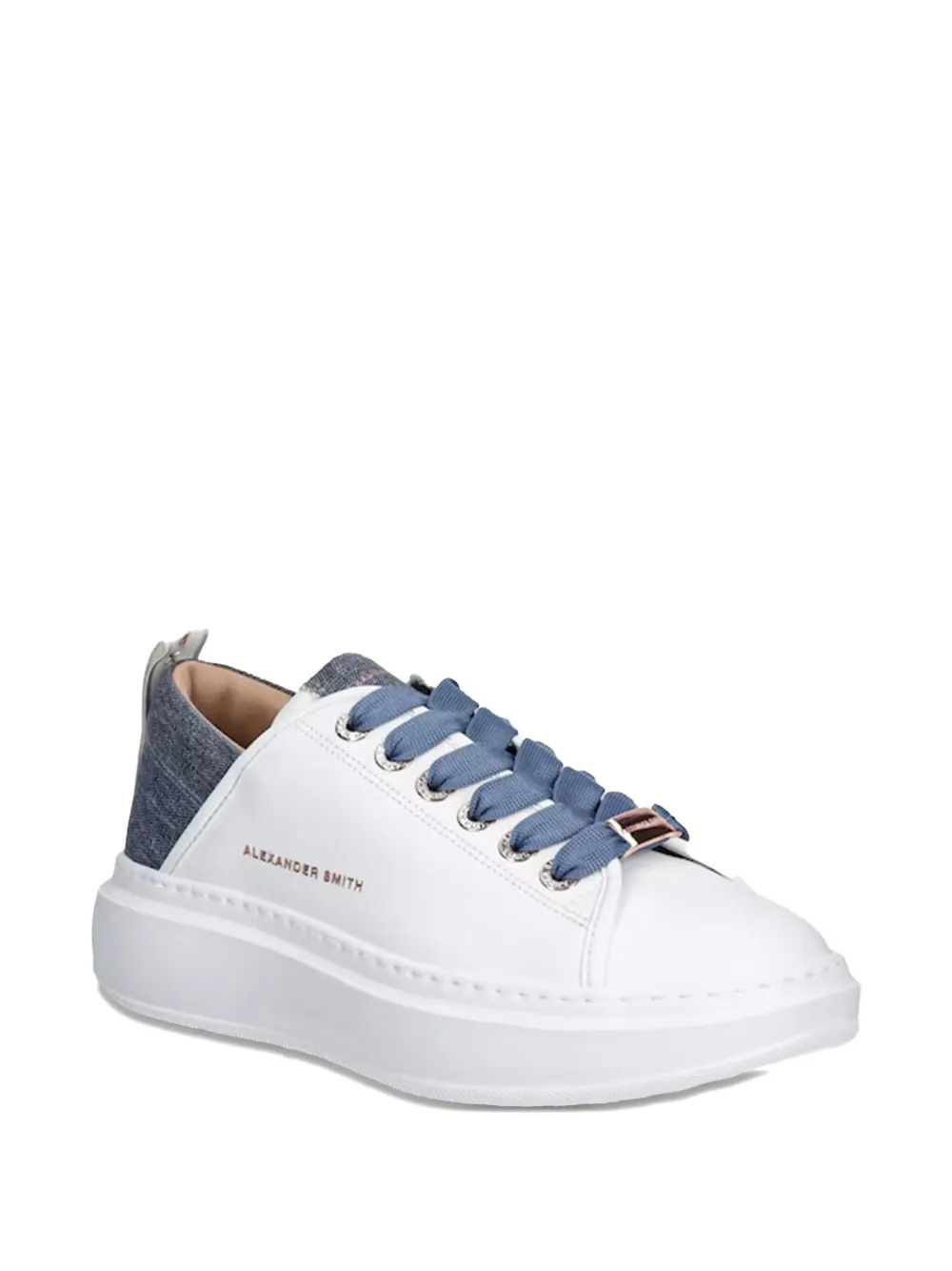 Alexander Smith denim-panelled lace-up sneakers - Wit