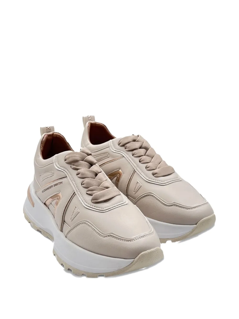 Alexander Smith metallic-panelled leather sneakers - Beige