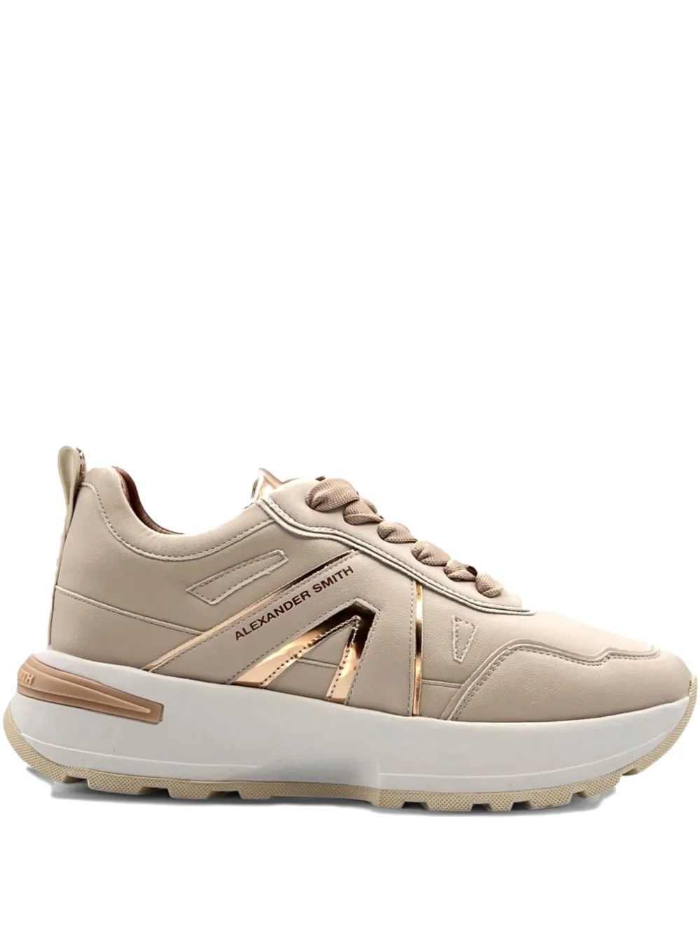 Alexander Smith Leren sneakers met metallic vlakken Beige