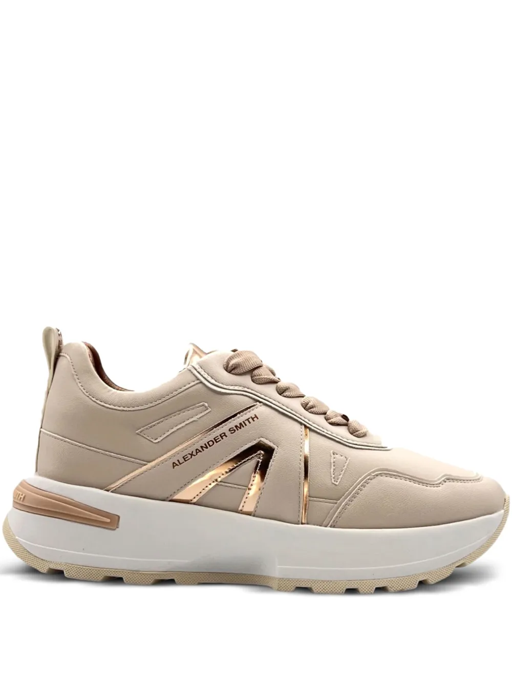 Alexander Smith metallic-panelled leather sneakers Neutrals