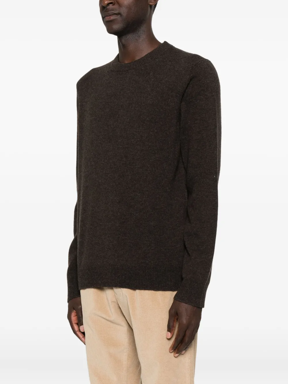 Samsoe & Samsoe Round-neck Wool Sweater In Brown