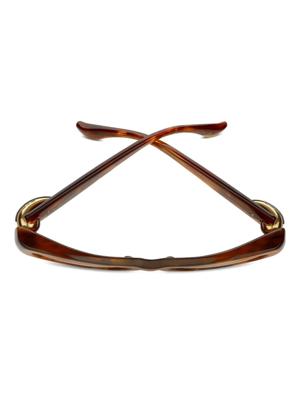 ETRO Zonnebril met rechthoekig montuur en schildpadschild design Bruin