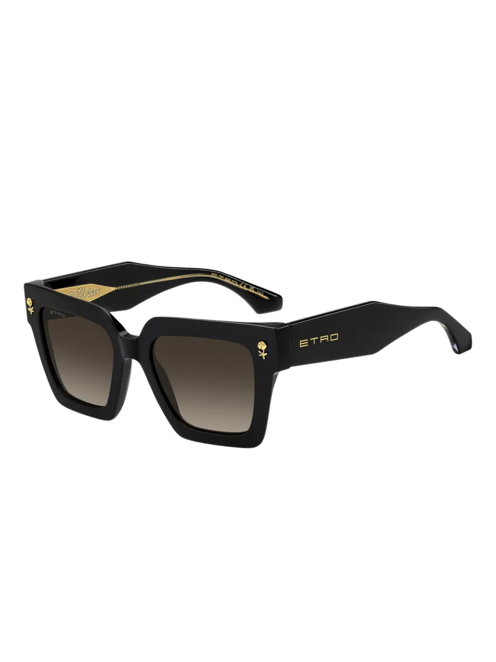 Etro Rose-embellished Square Sunglasses In Black