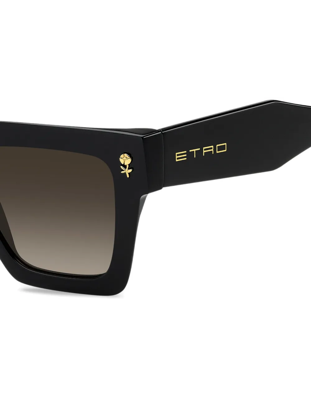 Etro Rose-embellished Square Sunglasses In Black