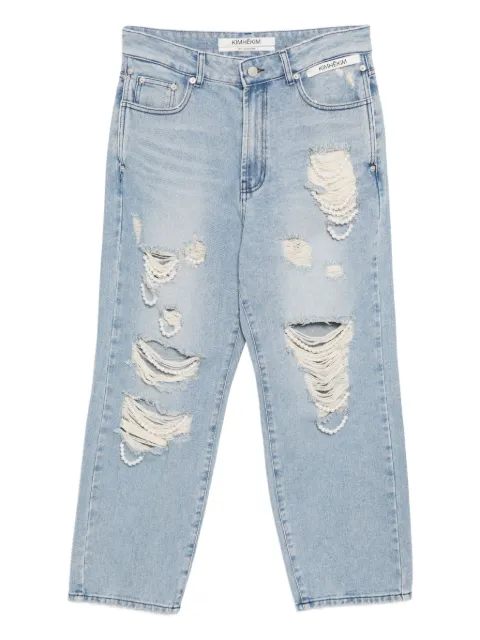 Kimhekim jeans con detalles de perlas