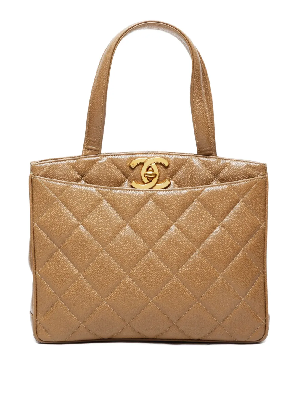 Pre-owned Chanel 1996-1997 Cc Mark Handbag In Brown