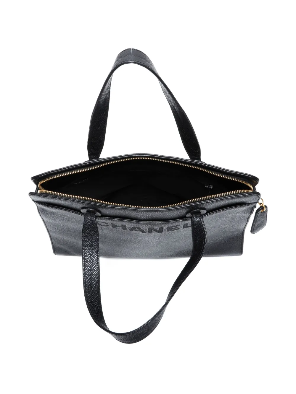 Pre-owned Chanel 1997-1999 Embossed-logo Tote Bag In Black
