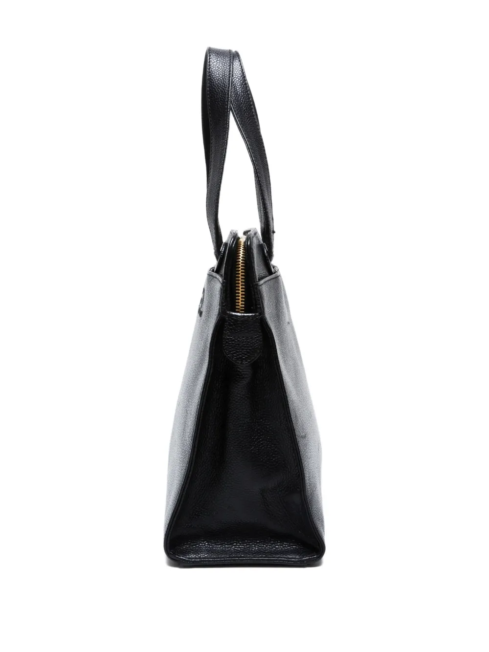 Pre-owned Chanel 1997-1999 Embossed-logo Tote Bag In Black