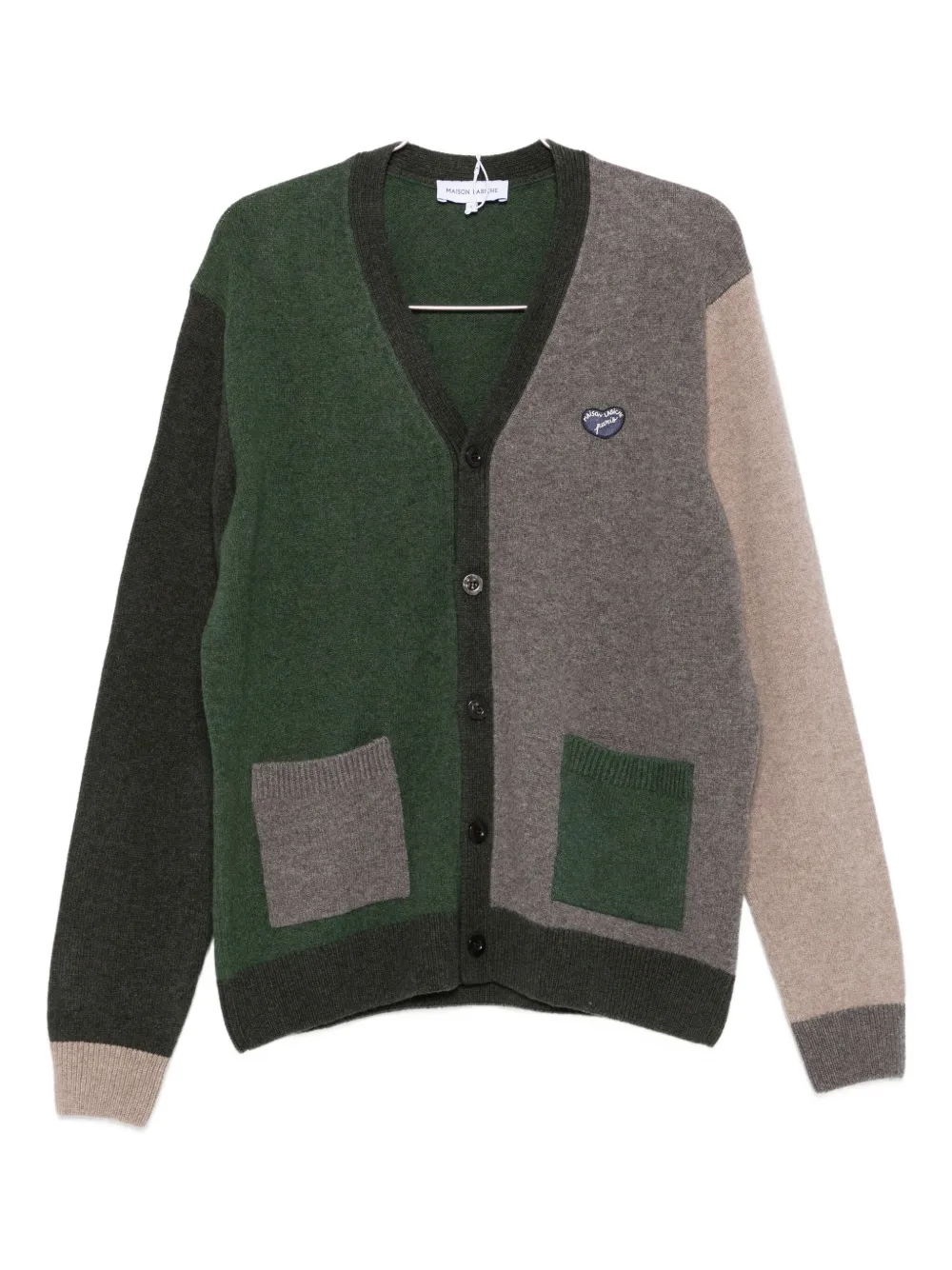 Maison Labiche Balfournier Colour-block Patch-pocket Cardigan In Green