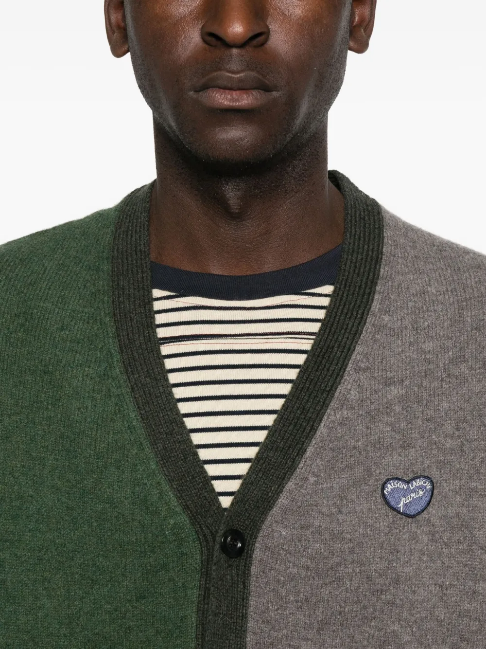 Maison Labiche Balfournier Colour-block Patch-pocket Cardigan In Green