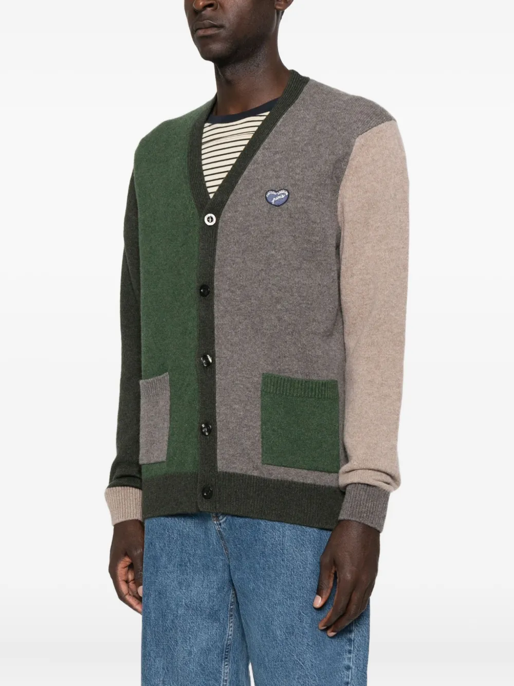 Maison Labiche Balfournier Colour-block Patch-pocket Cardigan In Green
