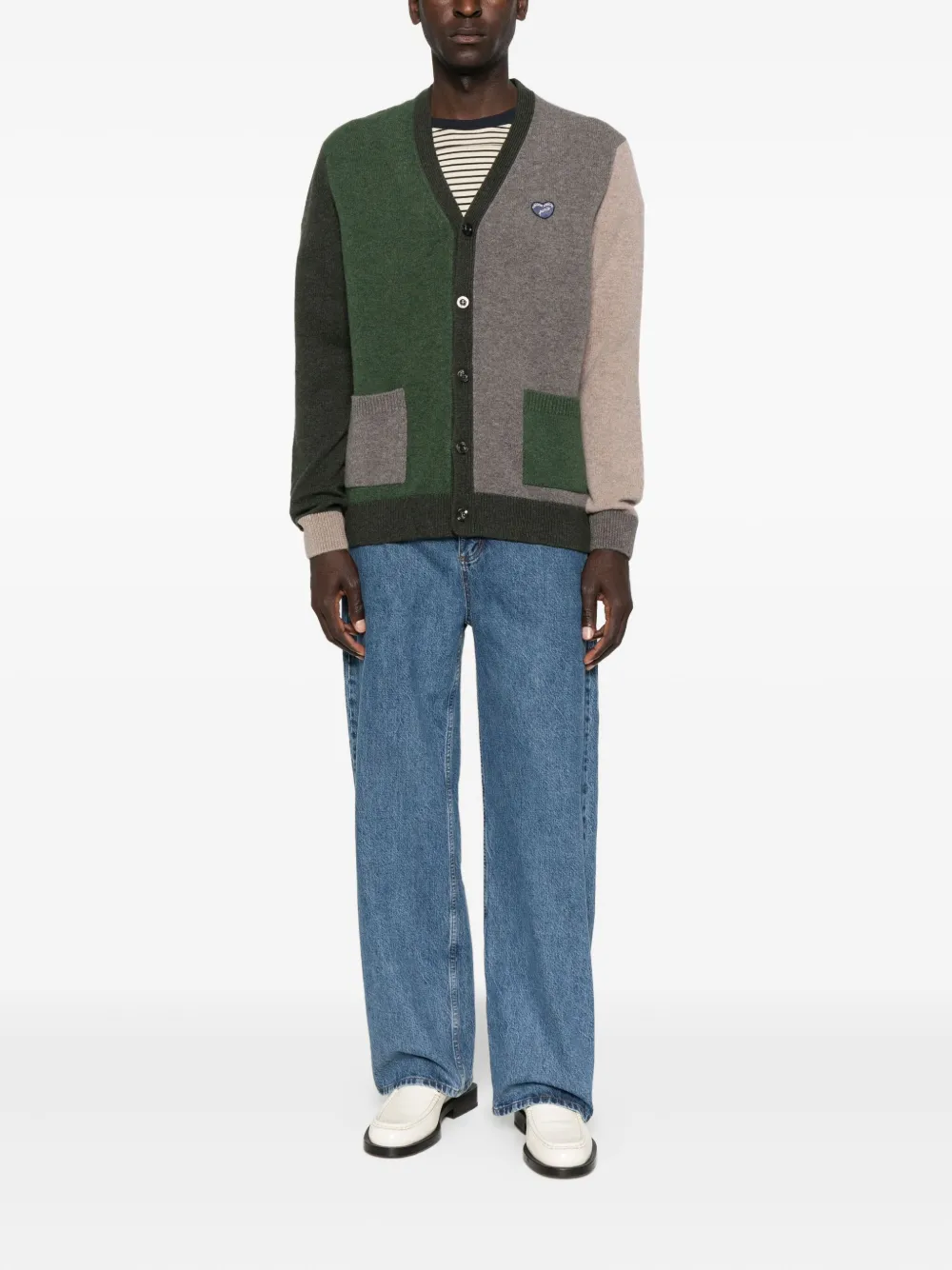 Maison Labiche Balfournier Colour-block Patch-pocket Cardigan In Green