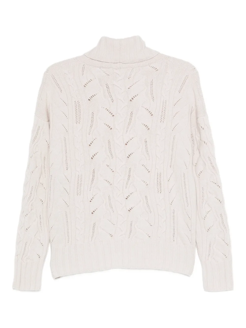 D Exterior Cable-knit Turtleneck Sweater In Neutral