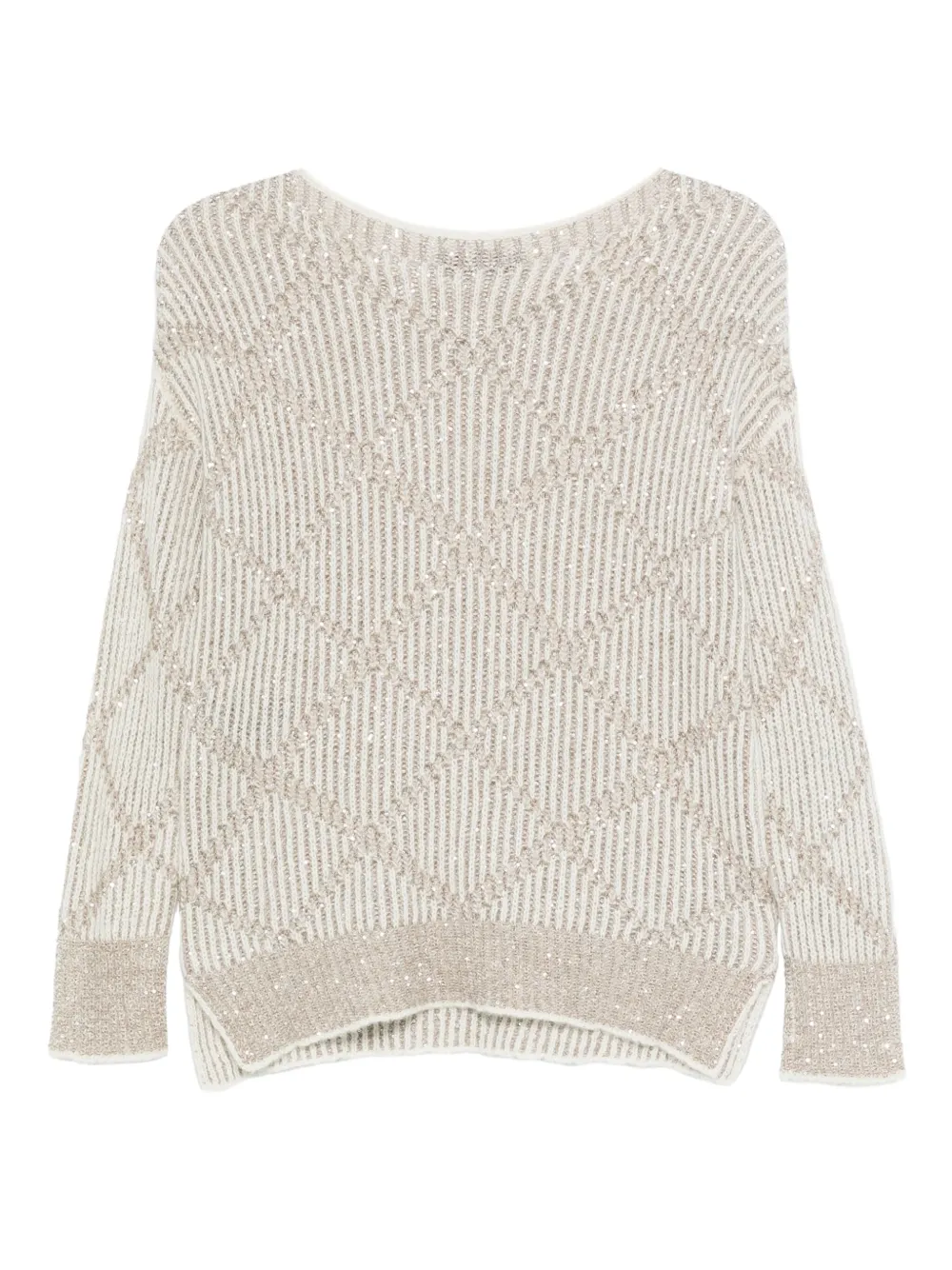 D.Exterior sequin-embellished diamond-pattern sweater | Knitted Sweaters | Image 2