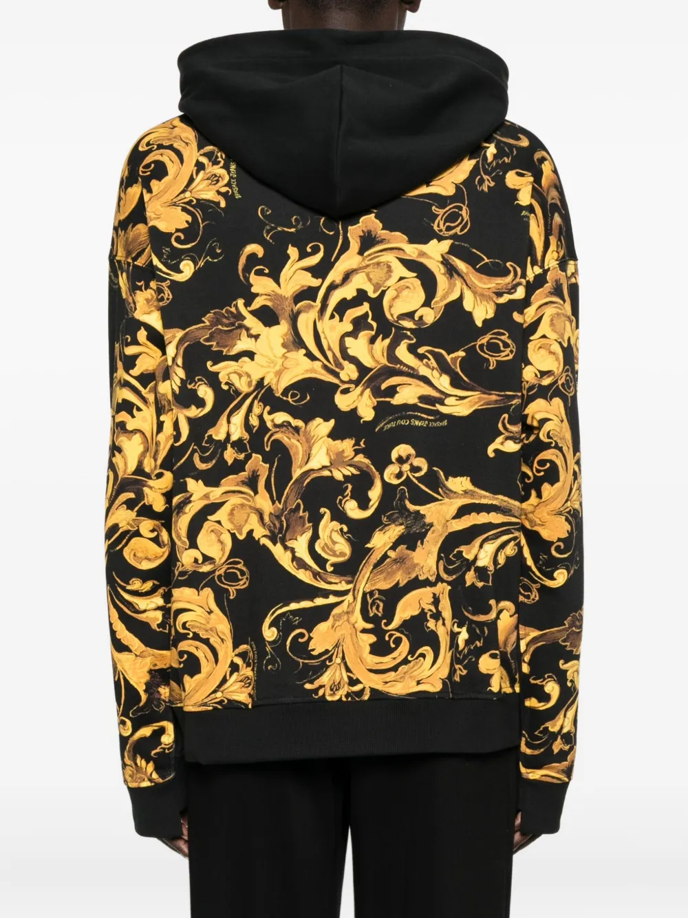 Versace Jeans Couture Hoodie met barokprint en vlakken Zwart