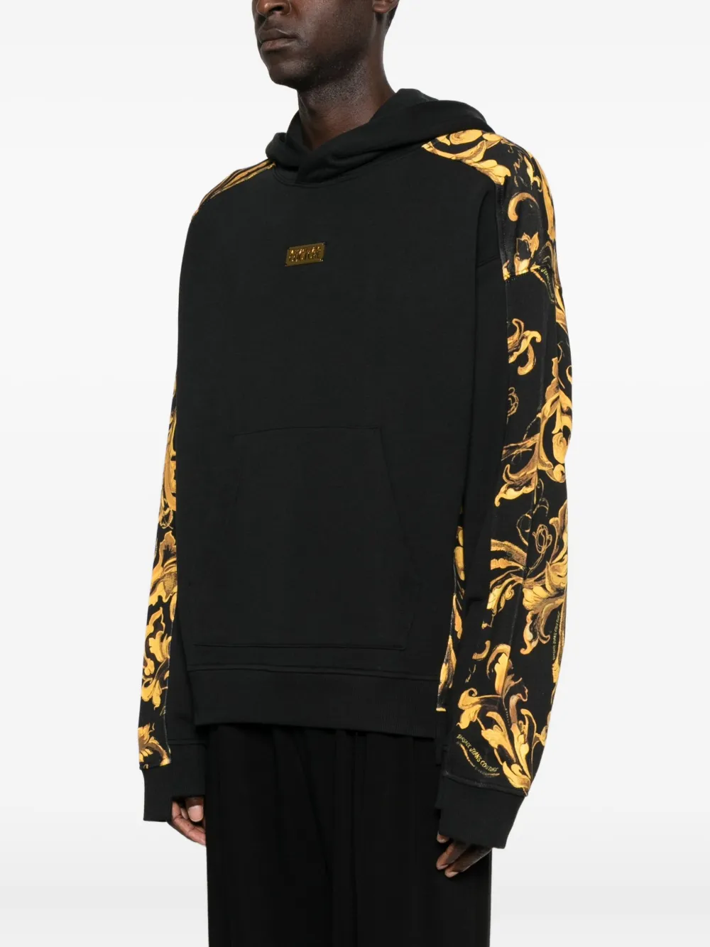 Versace Jeans Couture Hoodie met barokprint en vlakken Zwart