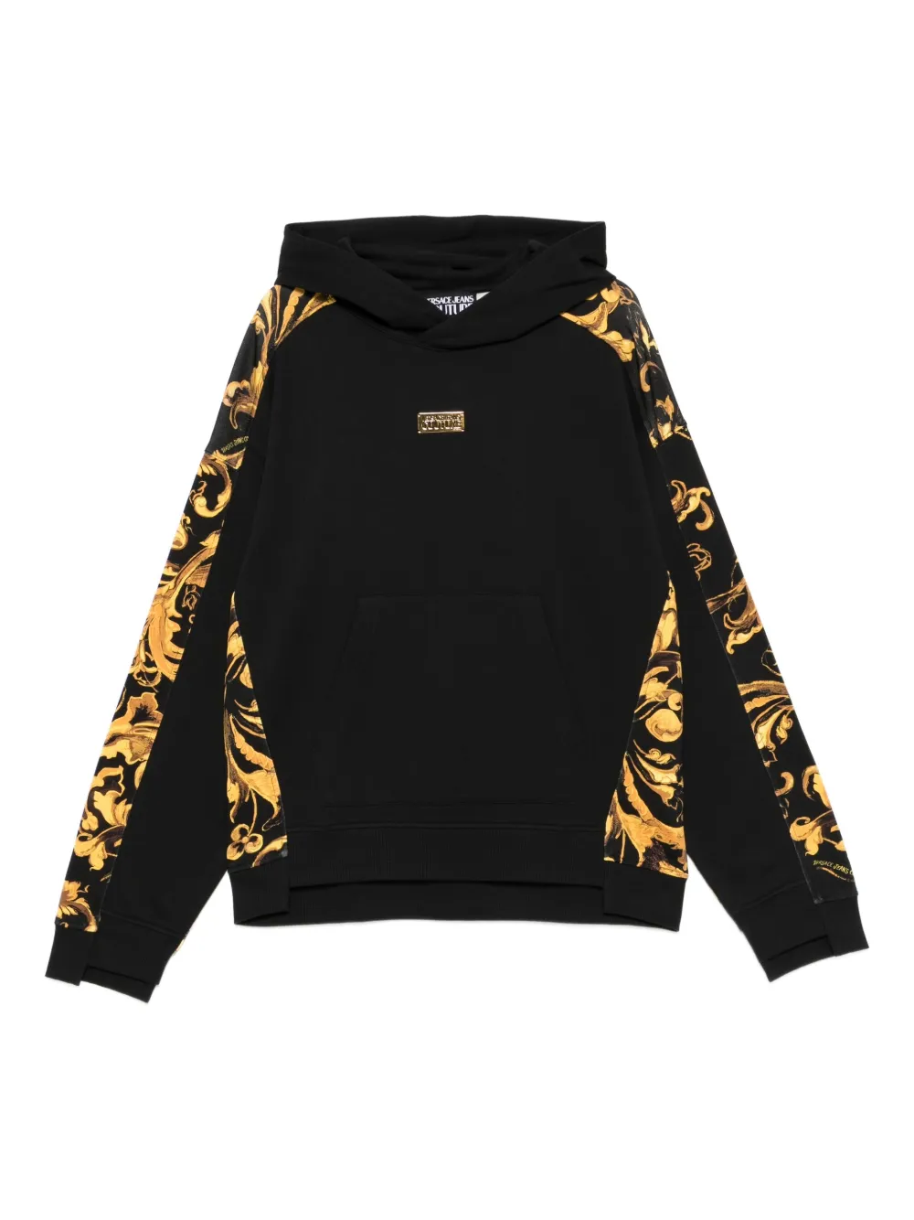 Versace Jeans Couture baroque-print panelled hoodie | Black | Image 1