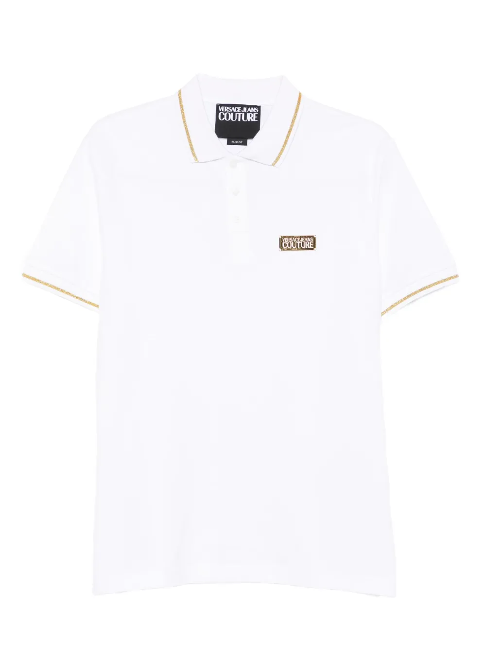 Versace Jeans Couture gold-trimmed logo-detail  polo shirt | White | Image 1