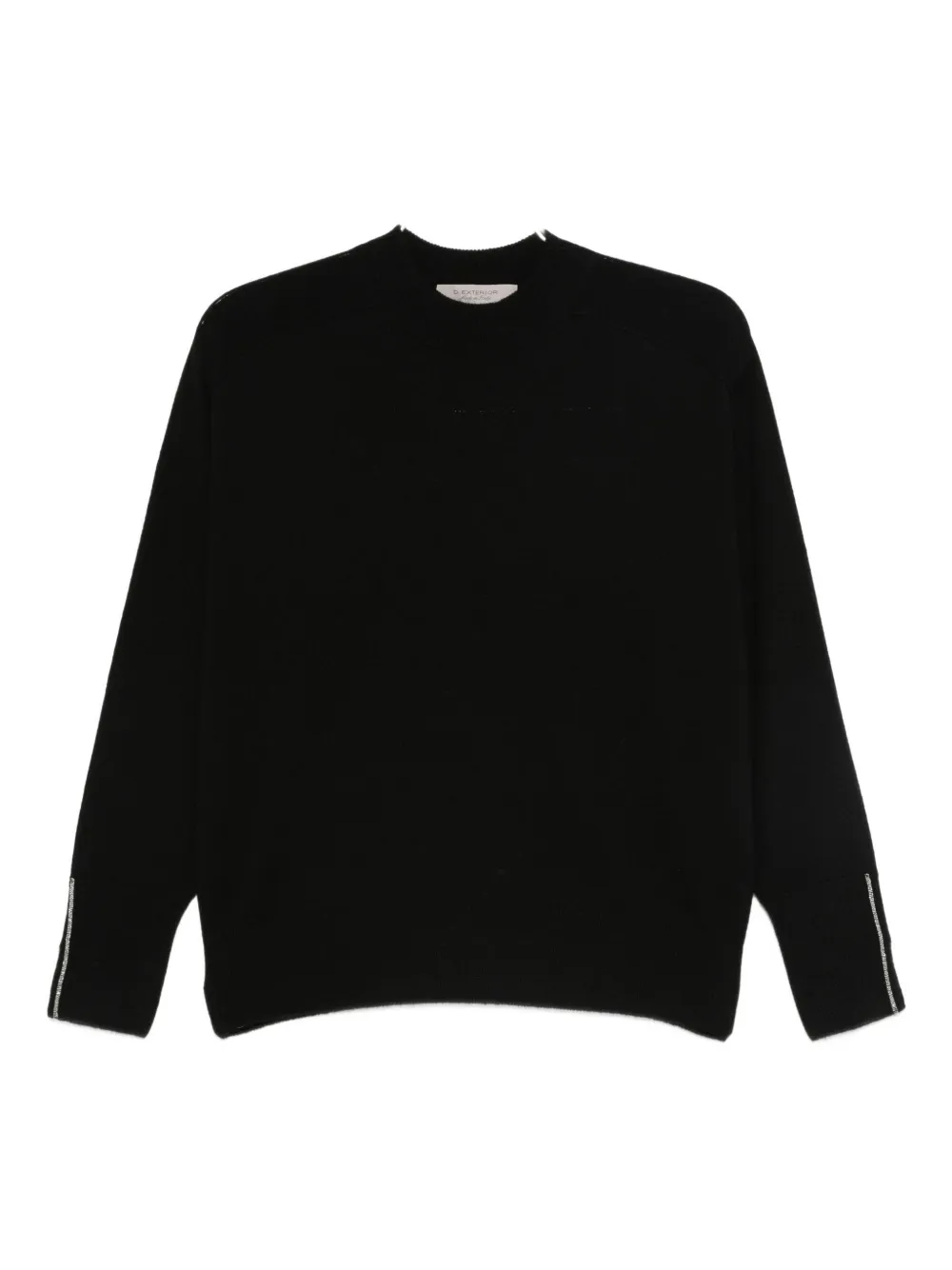 D Exterior Crew Neck Long-sleeved Sweater In Black