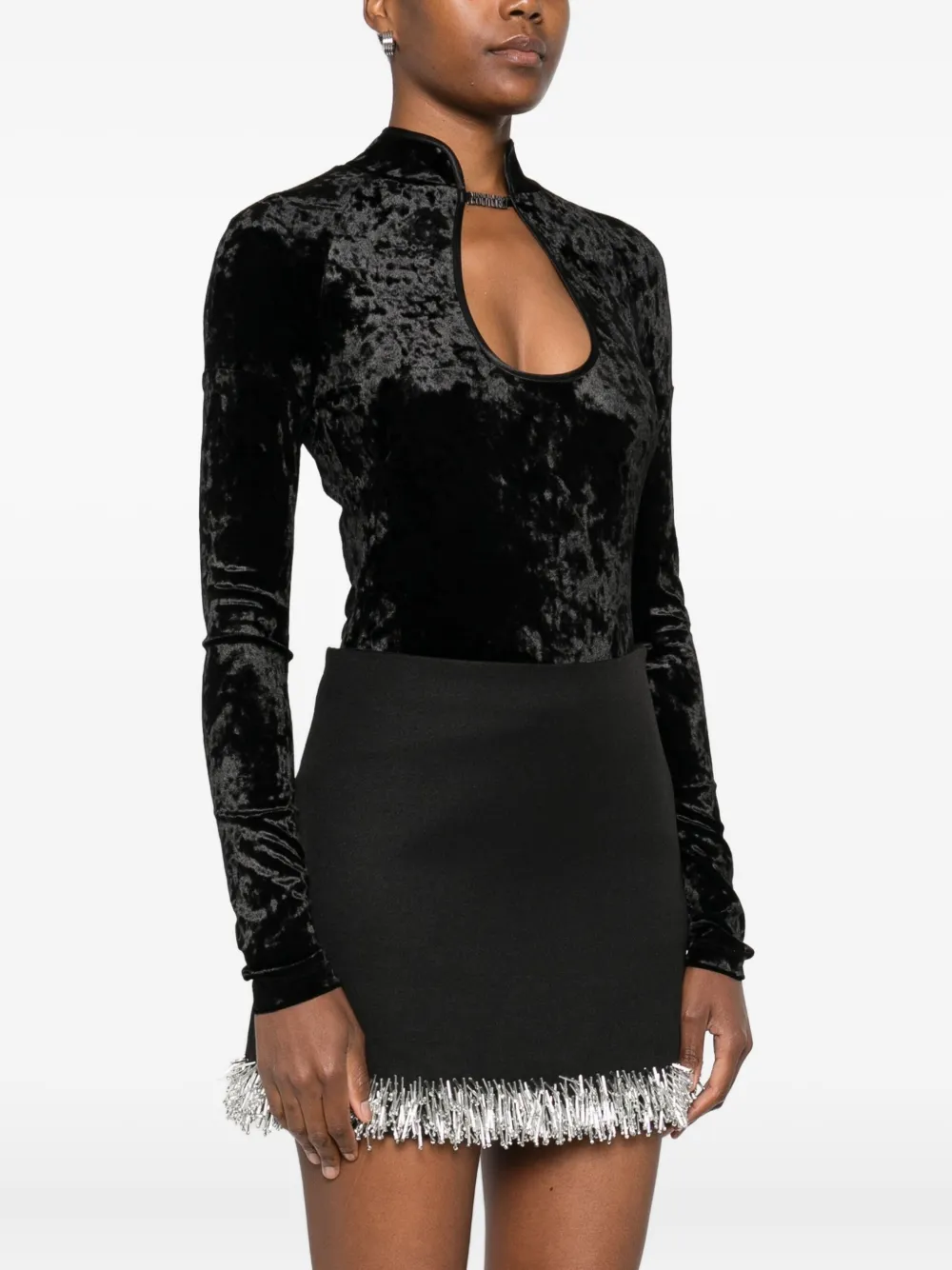 Versace Jeans Couture Body met lange mouwen en keyhole hals Zwart