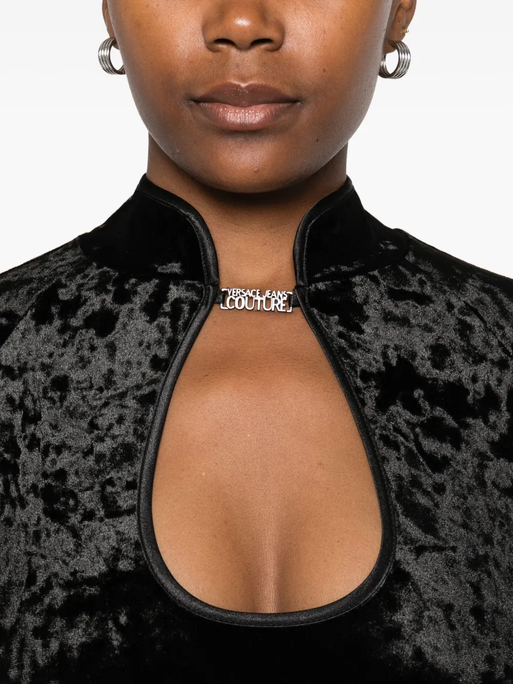 Versace Jeans Couture Body met lange mouwen en keyhole hals Zwart